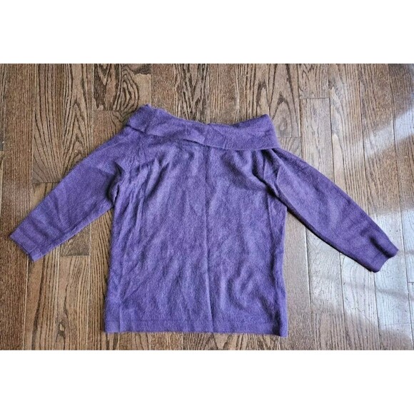 Vtg Hillard & Hanson L Purple Angora Blend Knit Sweater Cowl Neck 90S Y2K NWT - Picture 3 of 10